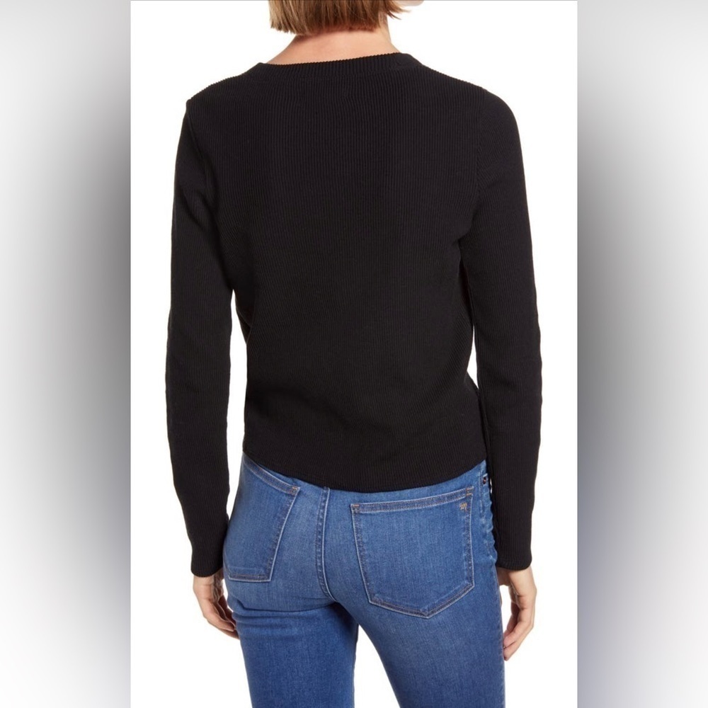 Nwt Madewell Longsleeve Ribbed Black Cotton Blend Top Small - Picture 2 of 11